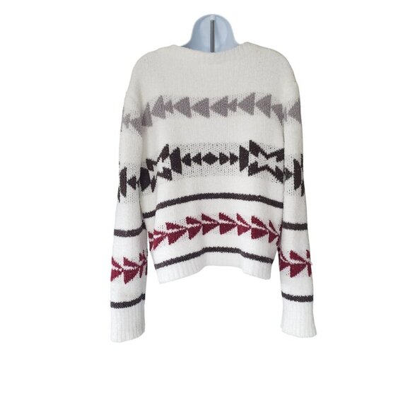NWOT POL Aztec Luxe Chenille Tribal Aztec Boho Oversize Chunky White Sweater SM - Picture 3 of 10